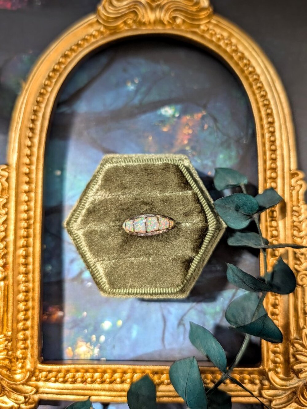 Vintage Fire Opal Silver Tone Ring, size 5  AS IS